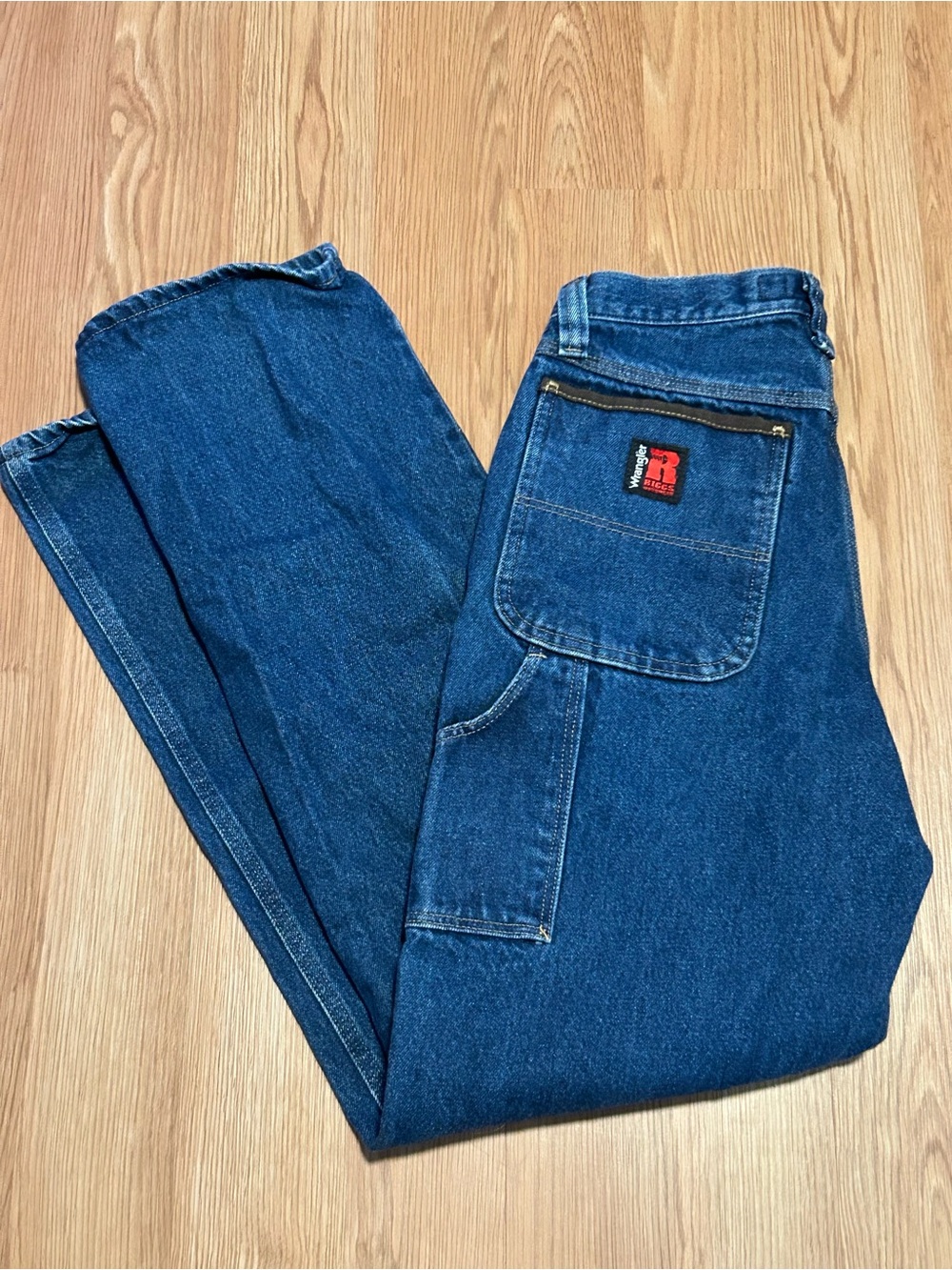 Wrangler Riggs Workwear Relaxed Fit Carpenter Jeans Size 31 X 34 Leather Patch